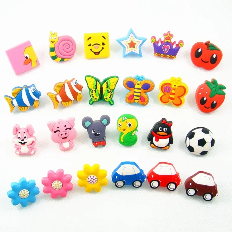 Children Cartoon Room Door Knob Pulls Soft PVC Cartoon Car Bird Cat Mouse Crown Dresser Drawer Wardrobe cabinet Handles