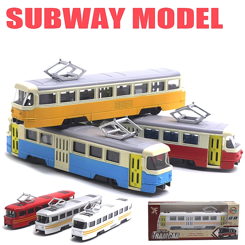 1/90 Simulation Alloy Tram Model Toy Cars Sound and Light Music Subway Bus Toys With Original Package