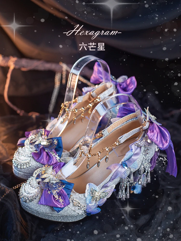 Original Lolita Handmade Lo Shoes With Exotic Ethnic Style Round Toe High Heels Noble And Luxurious Lolita Girl Single Shoes