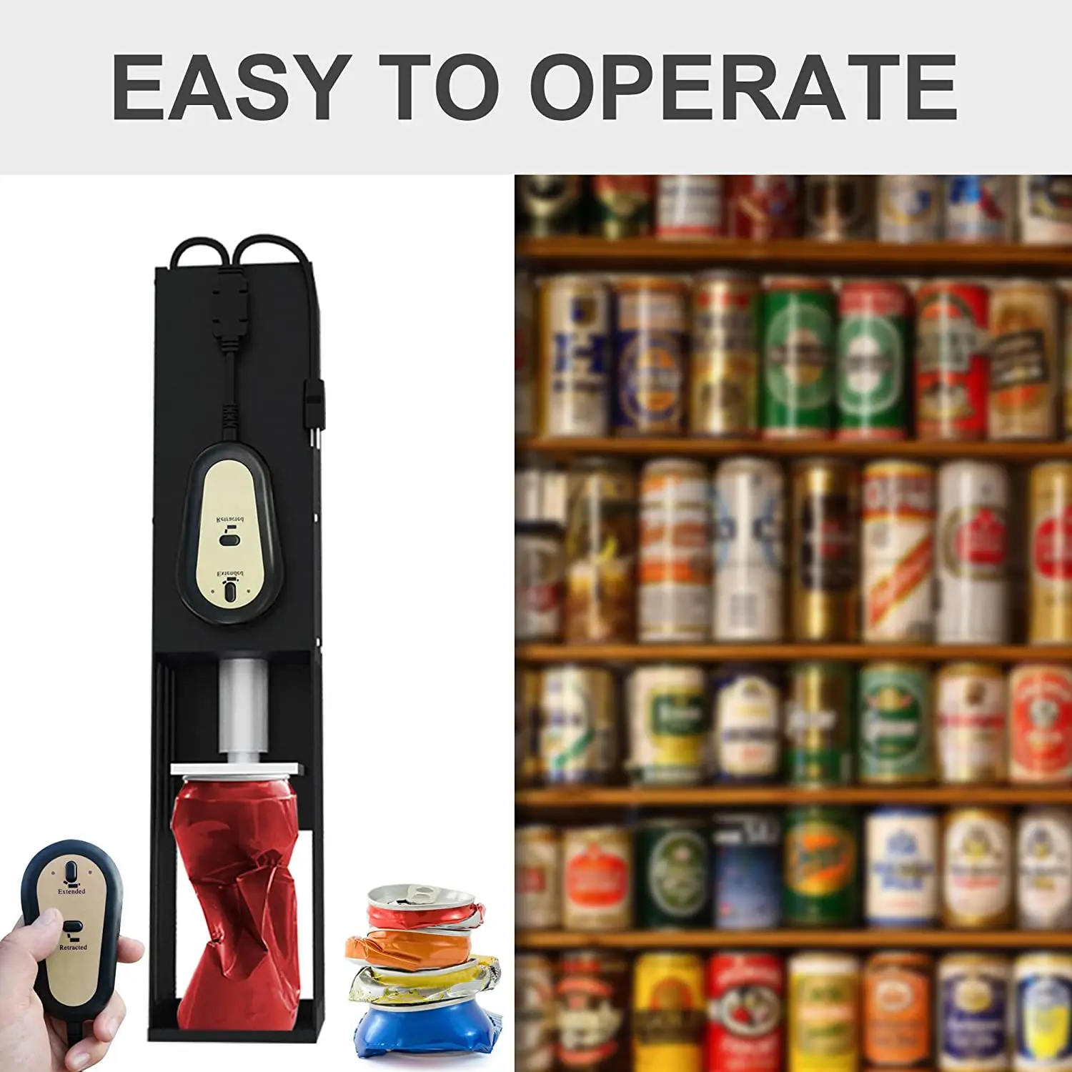 Black Recycling 12oz / 16oz Beer Soda Seltzer Cans Compactor Electric Aluminum and Metal Can Crusher view 6