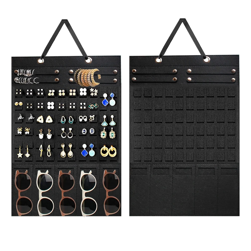 Wall Hanging Brooch Jewelry Glasses Display Stand Felt Enamel Pin Badge Storage Holder Necklace Earring Hanging Organizer