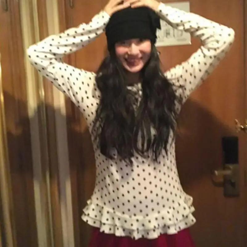 

Модная и универсальная женская рубашка в горошек с длинными рукавами и рюшами на весну и осень, мягкая и удобная нижняя рубашка с внутренним слоем