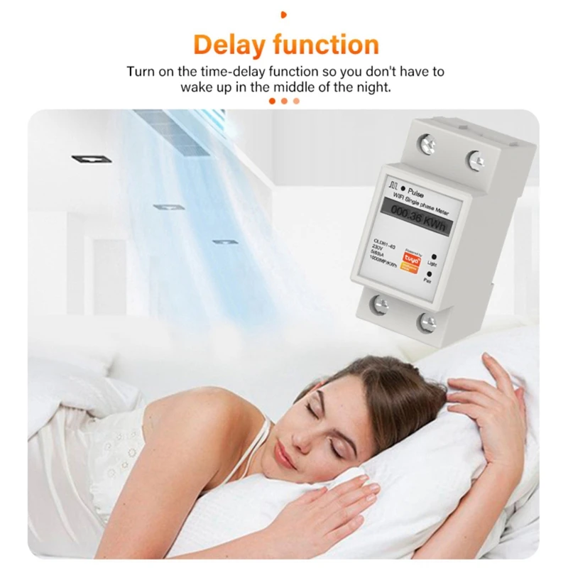 Medidor de energía inteligente monofásico Din Rail Wifi medidor de consumo de energía Kwh para aplicación Smartlife/Tuya Alexa Google Home