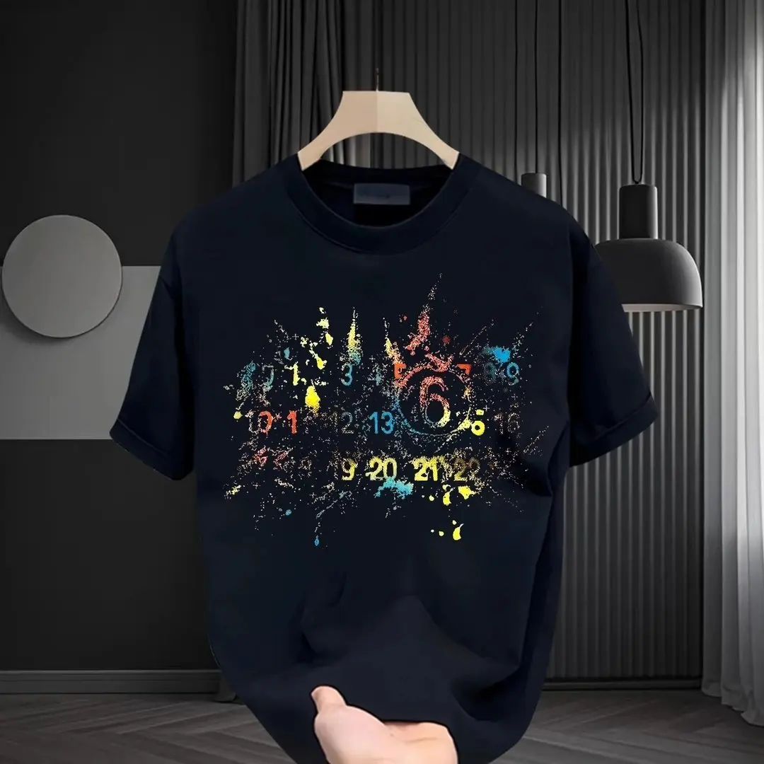 2026 Hip-hop Brand Summer Graffiti-printed Men's New Style Casual Cotton T-shirt Short Sleeves Versatile Round Neck Loose Fit