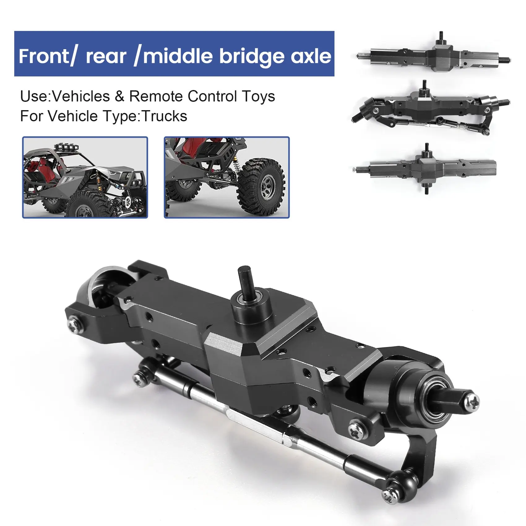 MACH-For WPL 1/16 B16 B36 6WD استبدال ترقية الجبهة/الخلفية/الجسر المحور جزء مجموعة شاحنة RC قطع غيار السيارات سبائك الألومنيوم دائم
