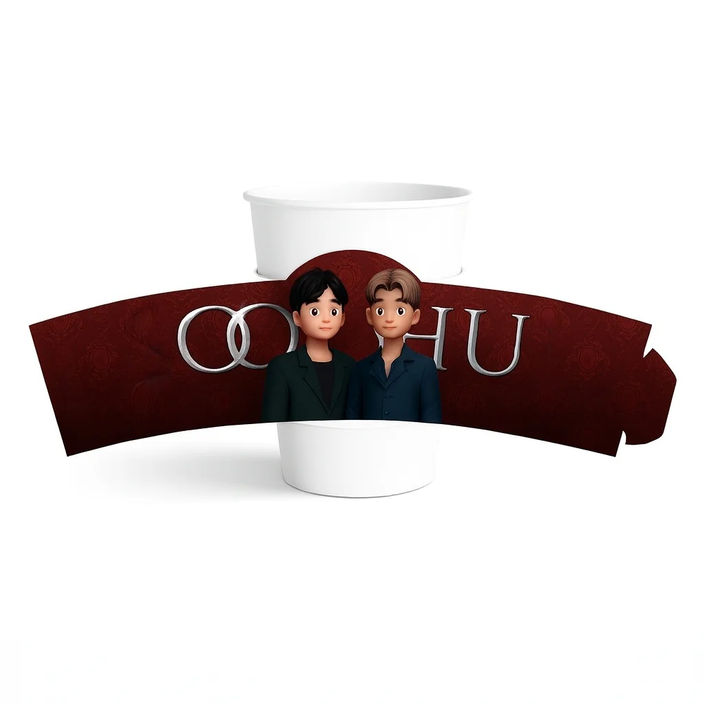 Hot Sale Customized Paper Semicircle Cupsleeve One Cut Line  Logo Kpop Idol Birthday Gifts