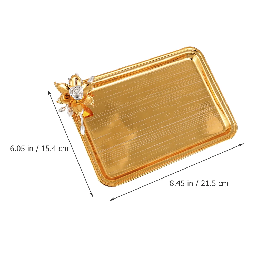 

Metal Square Tray Aluminum Alloy Food Serving Kitchen Fruit Storage Plate Golden Easy Clean Multi-functional Household
