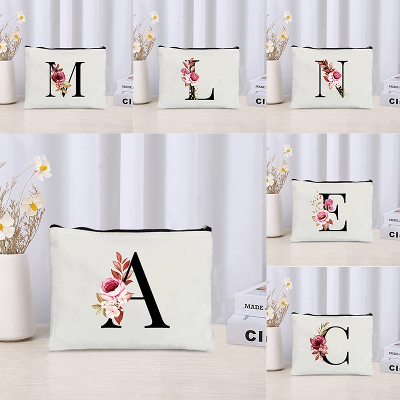 Trendy Letters Cosmetic Bag Luxury Wedding Bridesmaid Gifts Handbag Eco Canvas Makeup Bag for Ladies Toilet Wash Pouch Purse