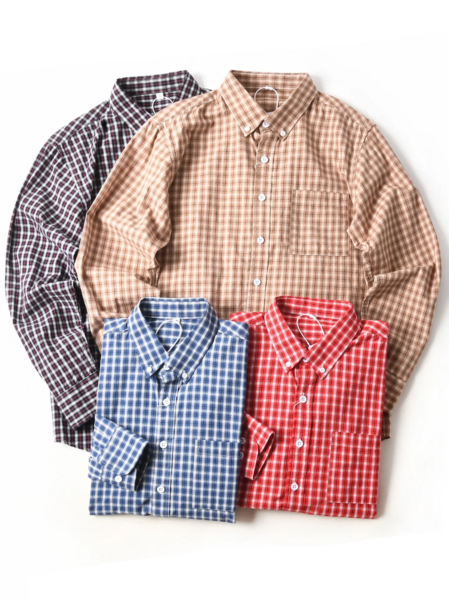 Washed Pure Cotton Plaid Casual Loose Fit Long Sleeve Shirt Men's Autumn Fashion Base Layer Shirt Comfortable Breathable