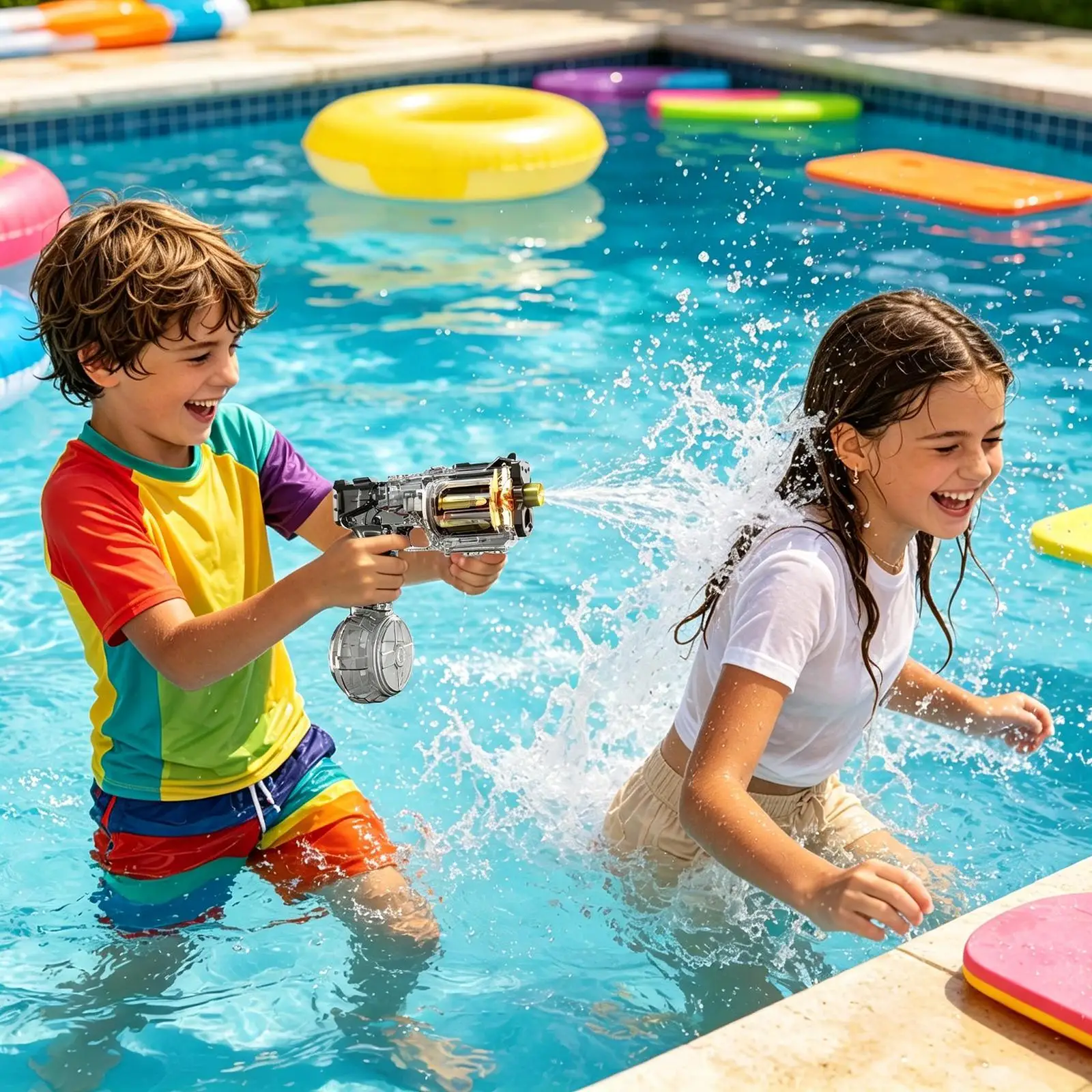 Water Play Toys Rechargeable Waterproof High Speed Outdoor Automatic Electric Water Spray Toys For Kids Adults Backyard Pool
