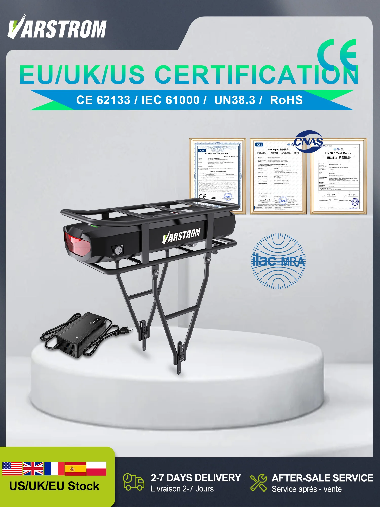 AliExpress varstrom Electric Bike Rack Battery 52V 48V 36V 20.8Ah 18.2Ah Ebike Rear Rack City Shelf Bicycle Lithium Battery Pack for Bafang tsdz2b