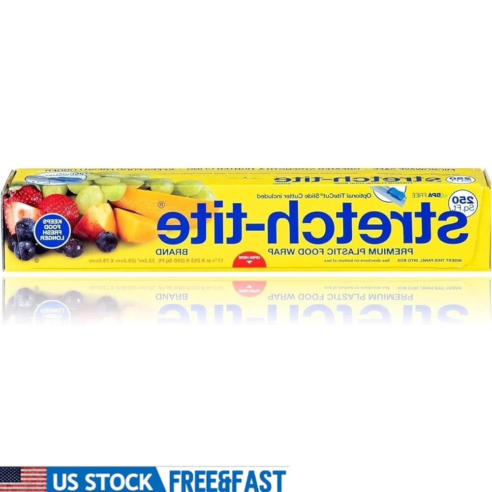 

Premium Plastic Food Wrap 500 Sq Ft Stretch to Seal with TiteCut Slide Cutter Fresh Food Storage and Easy Dispensing