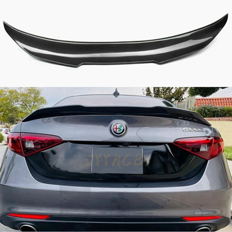 For Alfa Romeo Giulia Sedan Quadrifoglio Verde PSM Style Carbon fiber Rear Spoiler Trunk wing 2015 - UP FRP Forged carbon