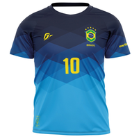 Stylish Brazil Volleyball/Sports Jersey | Navy Body Yellow - Green Gradient Sleeves Embroidered Flag Ideal for Fans & Athletes