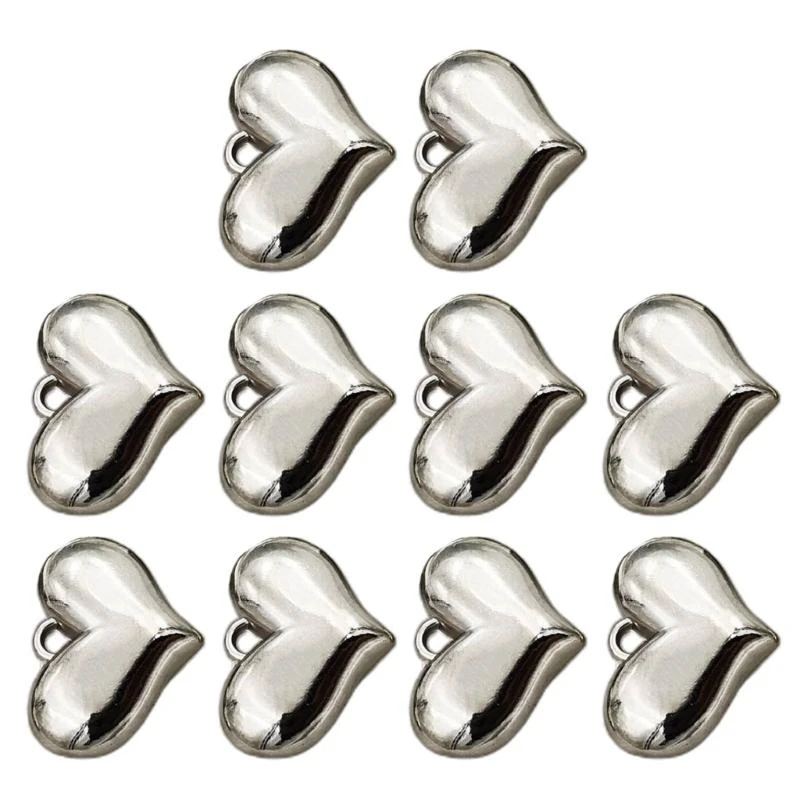 10/20Pcs Heart Pendant Necklace with Hole Necklace Bead DIY Heart Charm for Jewelry Making Eye Catching Heart Pendant
