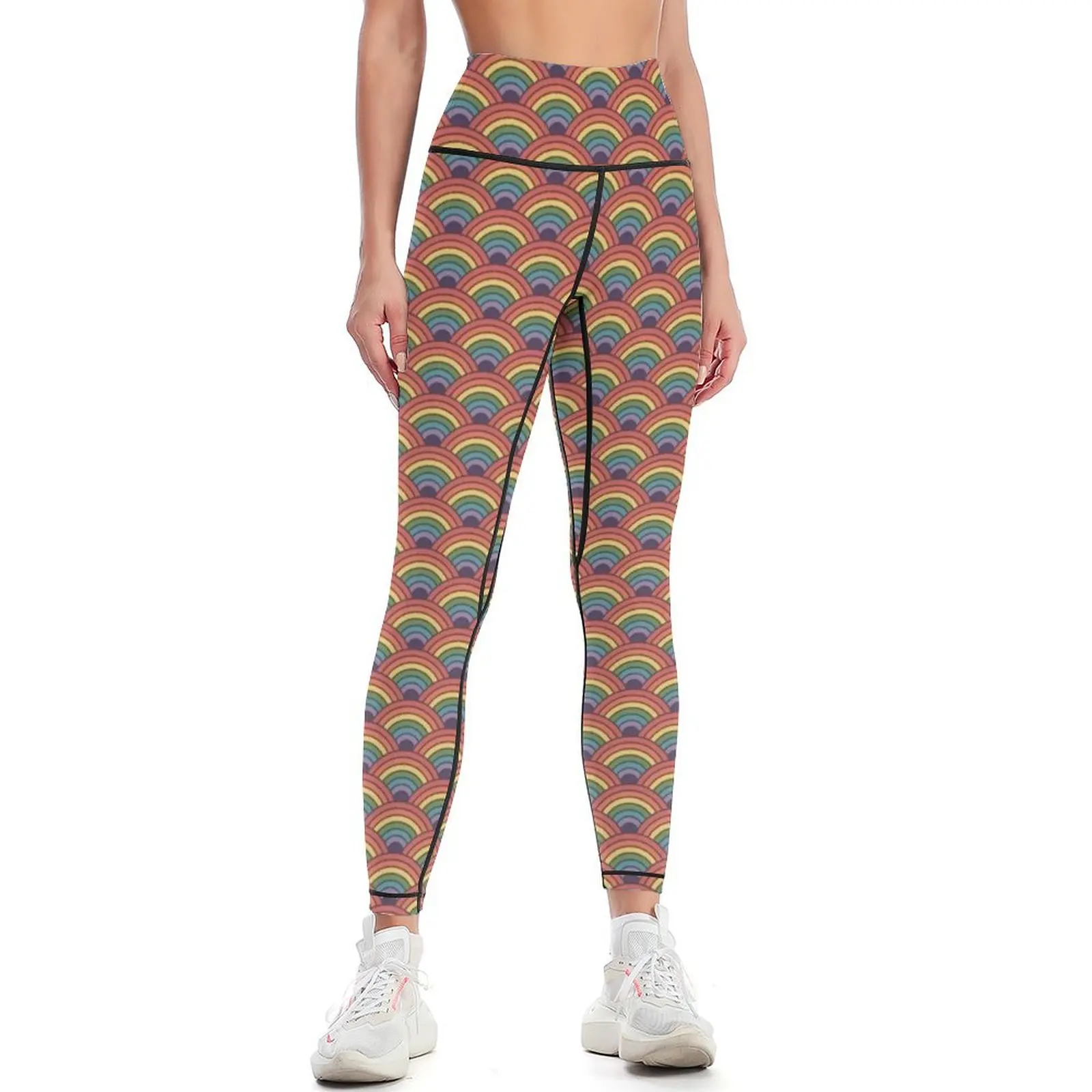 

Japanese Wave (Seigaiha) Rainbow Leggings legging push up legging gym Women's push up sport pants Womens Leggings