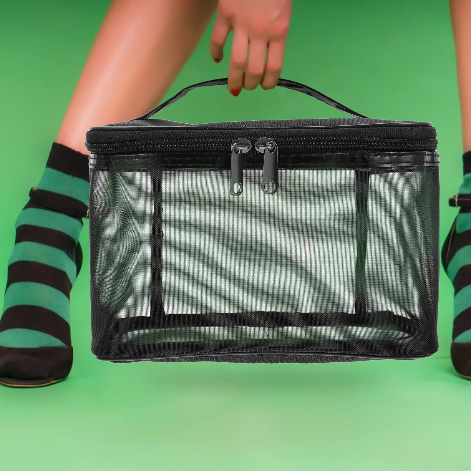 1Pç Bolsa de Maquiagem Portátil de Grande Capacidade, Organizador de Viagem, Necessaire Conveniente para Transportar Maquiagem