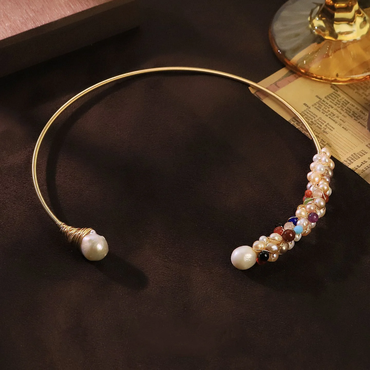 Women Pearl Polished Jade Choker Necklace Short Neck Chain Daily Dating Party Neck Jewelry Christmas Accessory Gift