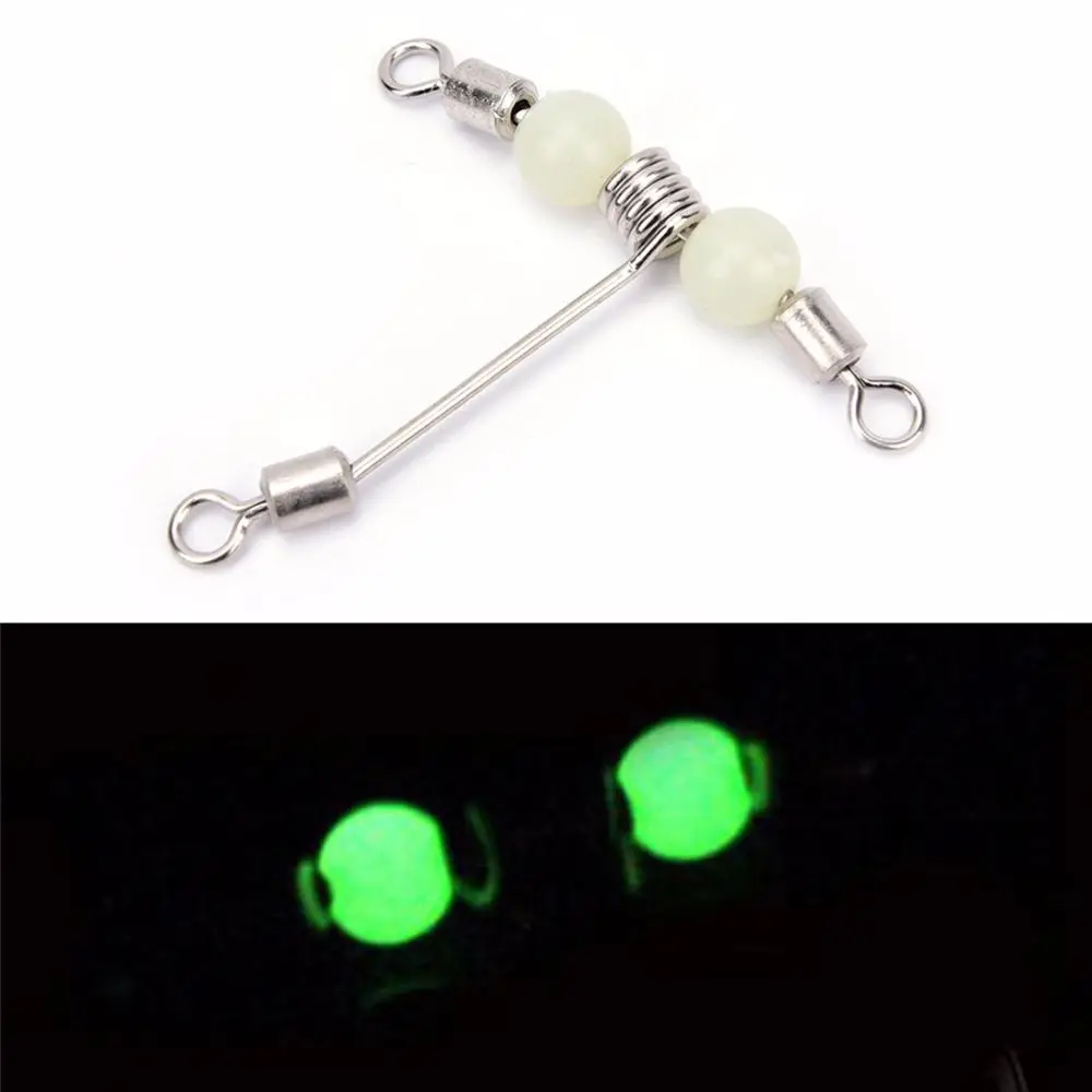 5pcs Durable Trident Brass Barrel Splitter 3 Way Connector Luminous T-shape Fishing Swivels Rolling Swivel with Pearl