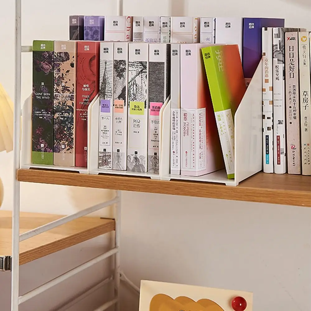 Simple Plastic Bookends Double Layer Solid Color Book Stand Large Capacity Desktop Book Holder Student Supplies