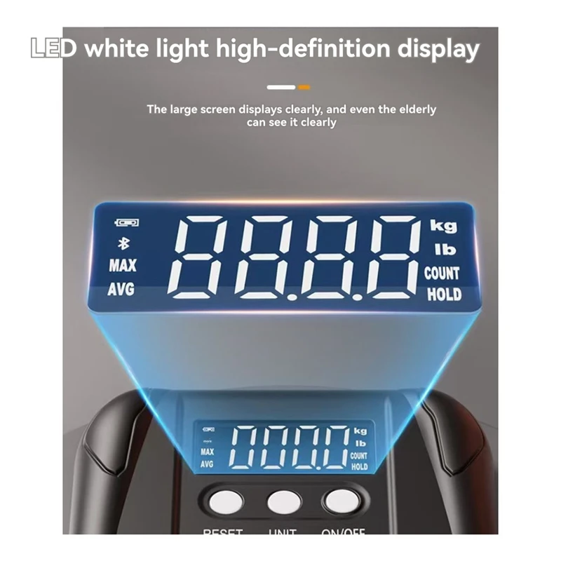 Digital Hand Dynamometer Hand Grip Strength Trainer USB Rechargeable Grip Strengthener Hand Exerciser Meter Black&White-A56M