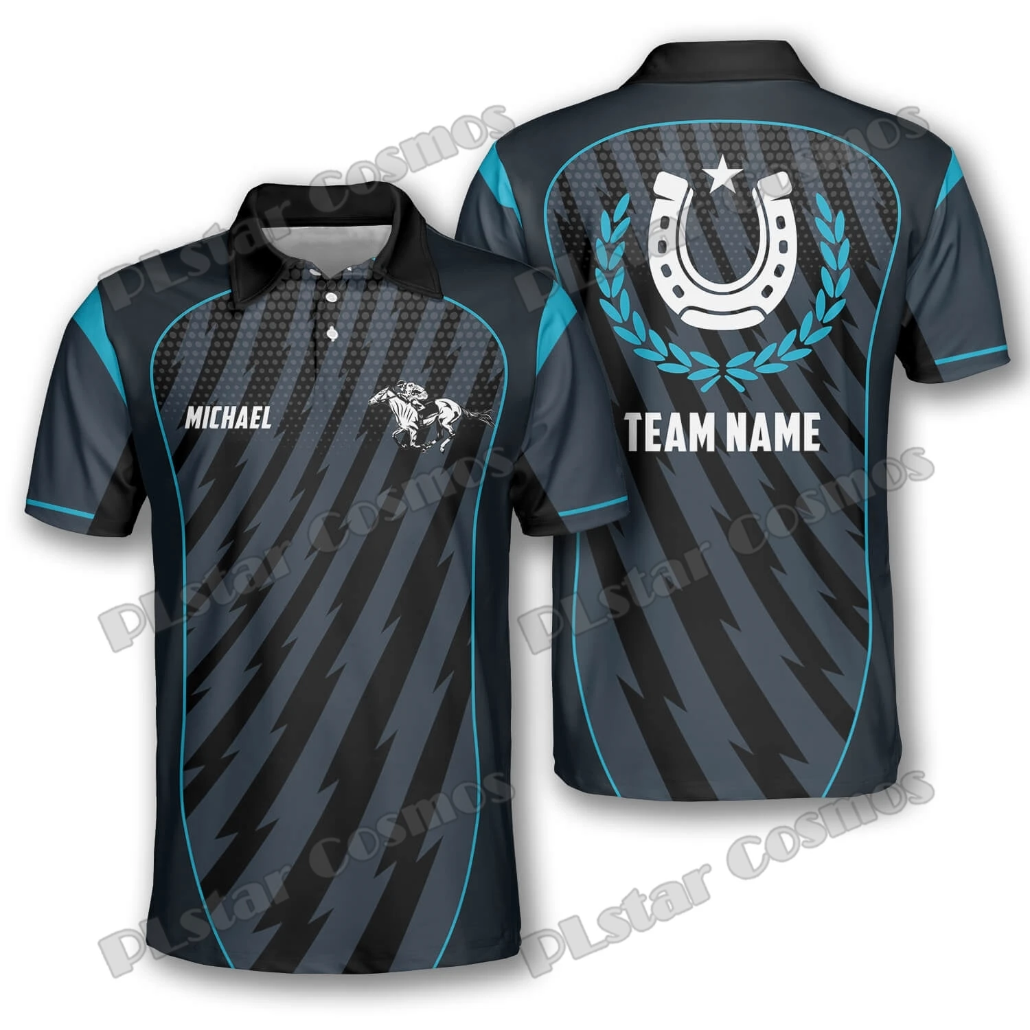 PLstar コスモス馬レーサー乗馬カスタム名 3D 全体プ - Polo Shirt Equestrian のレビューと価格