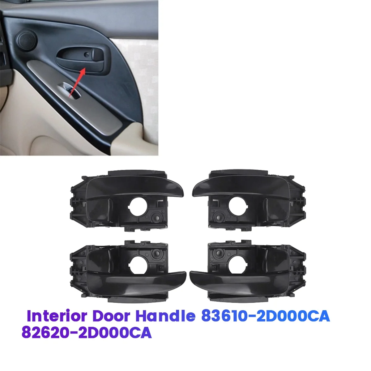 4pcs/Set Left+Right Interior Door Handle  embly 836102D000CA 826202D000CA for 2001-2006 83610-2D000 B