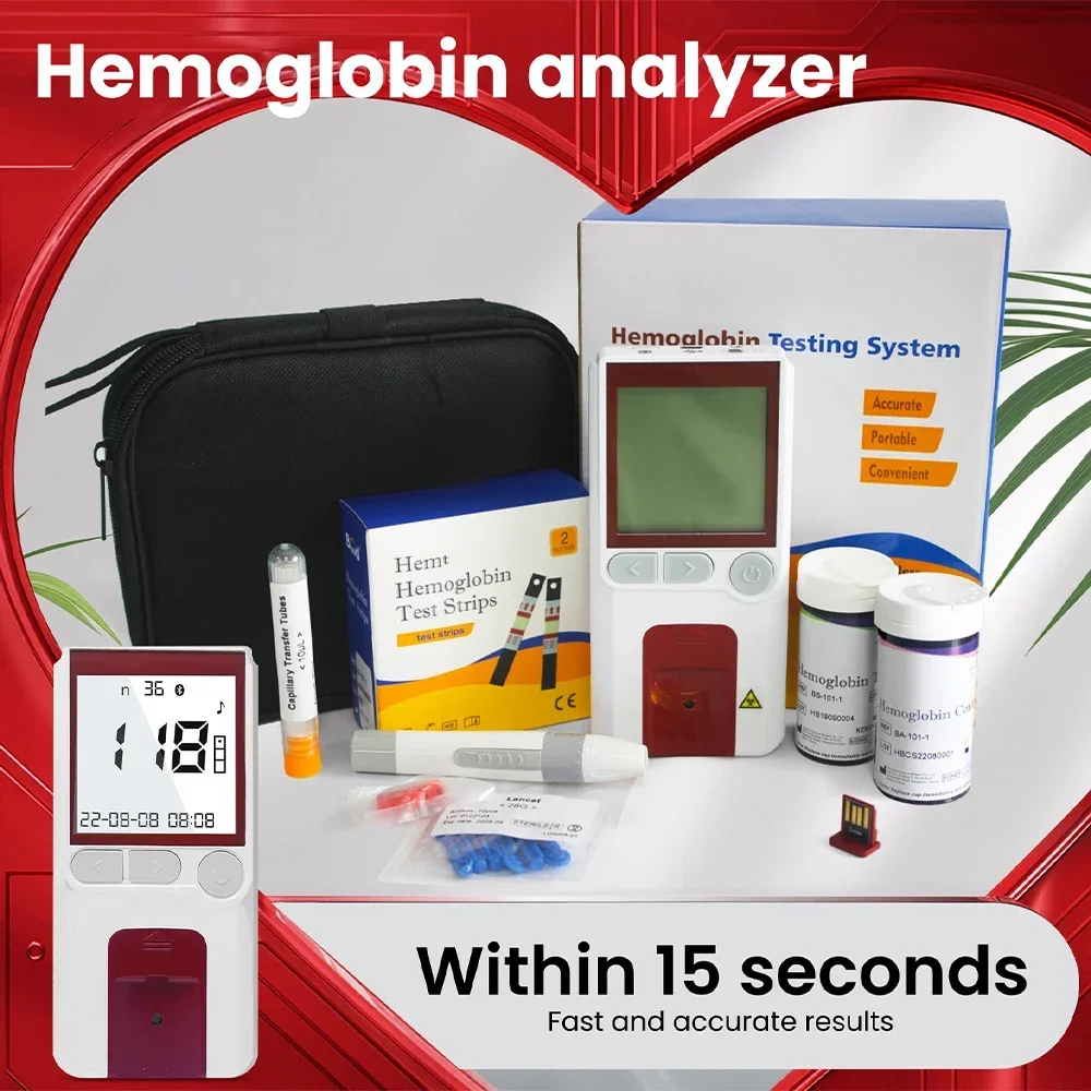 Hemoglobin Meter Analyzer Monitor Anemia For Detection Hb And Hct Hemoglobin Detector Analyzermedicos Accesorios(Strips Option)