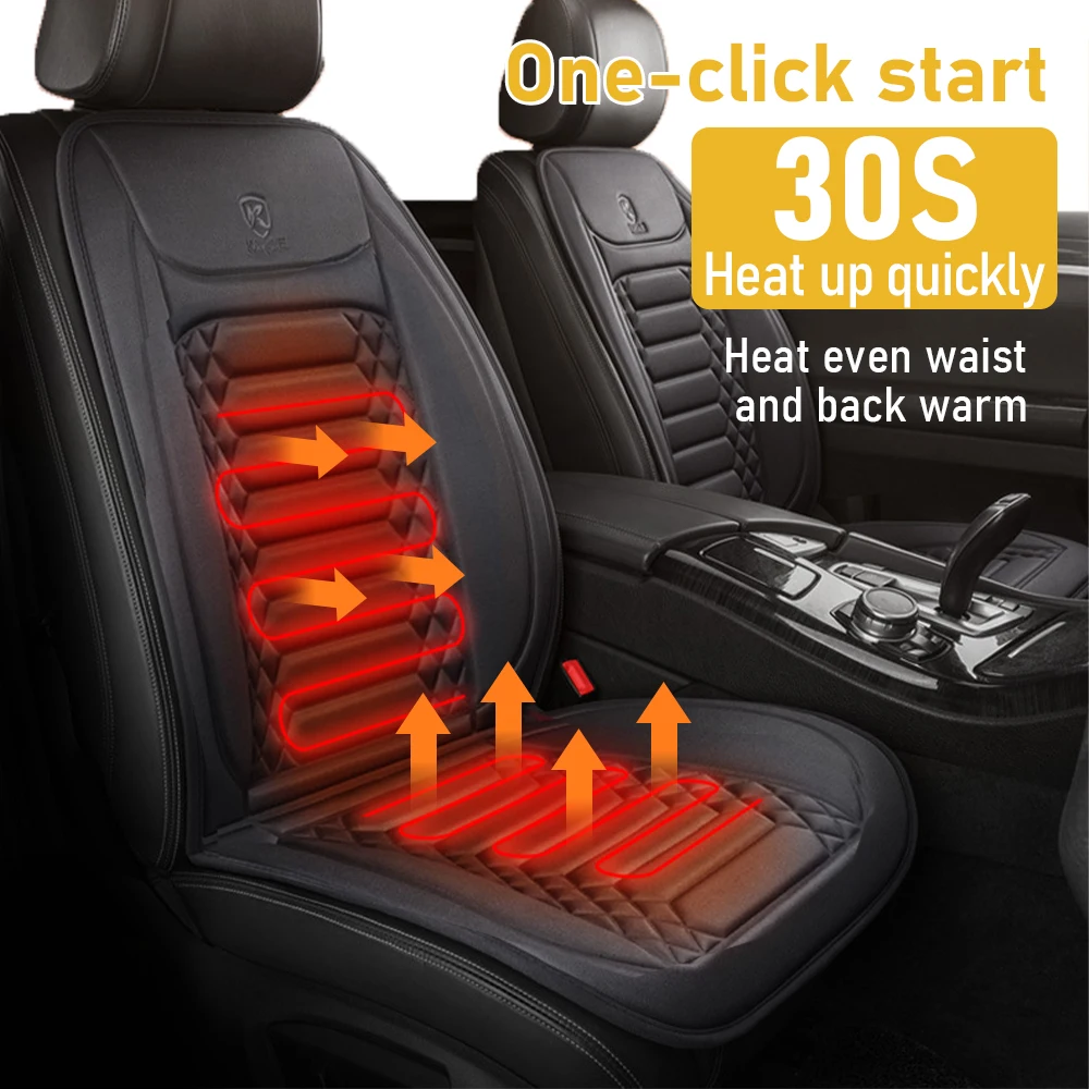 

Double Seater Car Winter Heating Seat Set 12v Driver Seat Cover Car Thermal Cushion Vehicle Heated Seats Classic Black