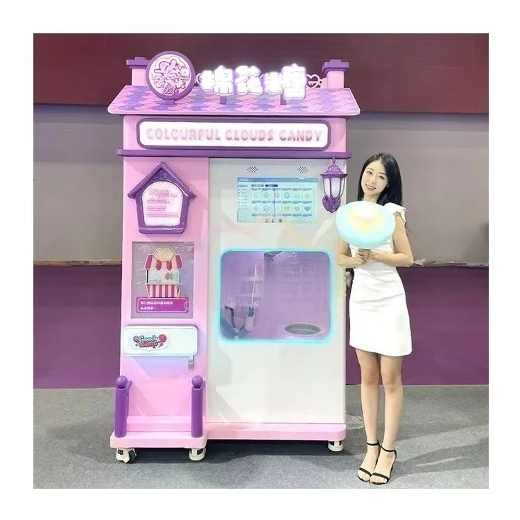Customized Logo Multi-Language Commercial Support Touch Screen Smart Fully Automatic Cotton Candy Vending Machine From China