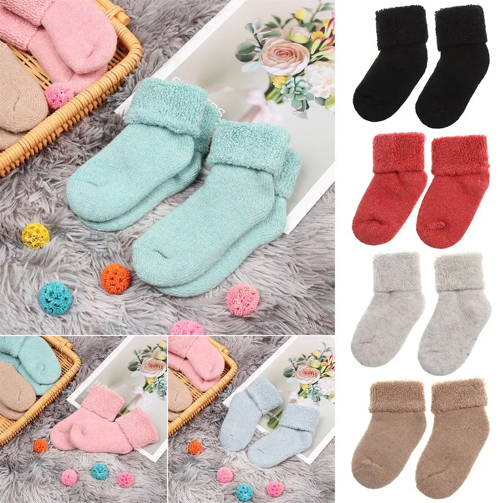 

Toddler Soft Candy Colors Thick Warm Childen Baby Stocking Snow Floor Socks Kids Woolen Socks