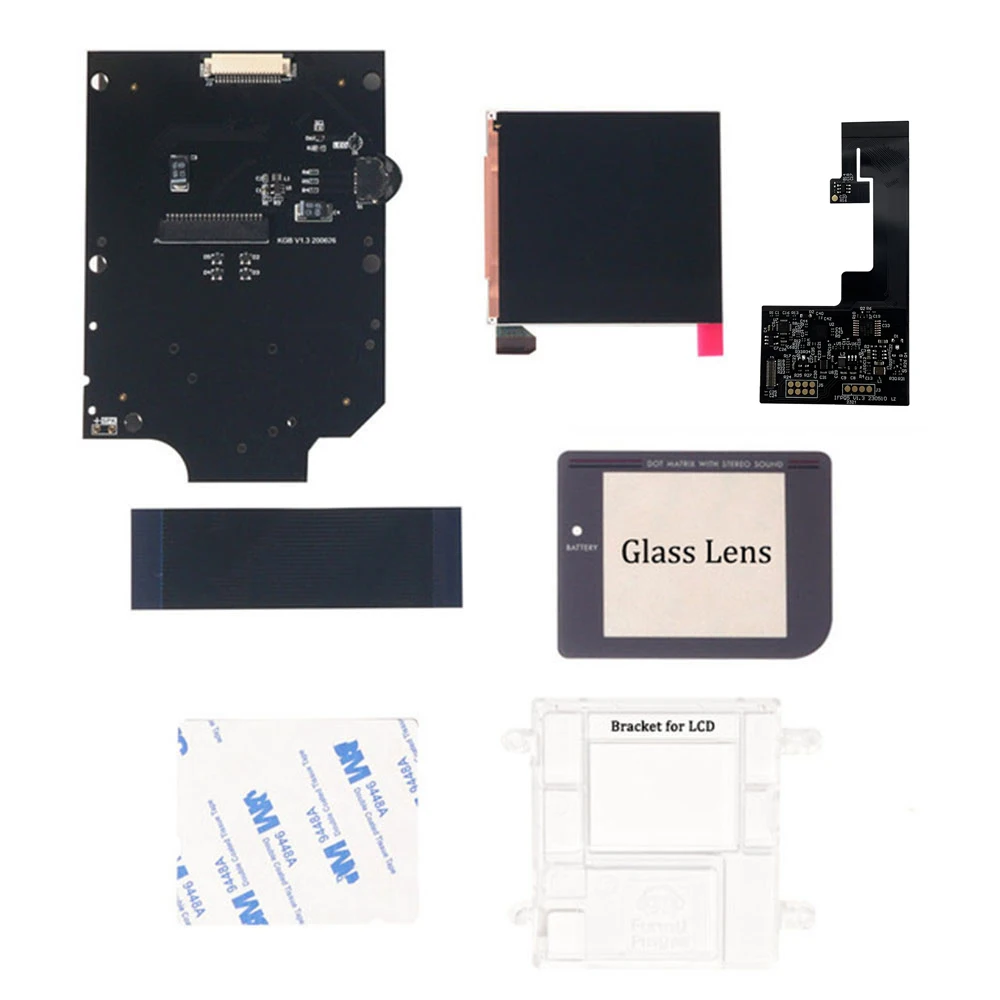 Pantalla IPS con piezas de cable de cinta para Funnyplaying GB DMG Kits de pantalla LCD IPS, cable flexible con soporte de pantalla para GameBoy