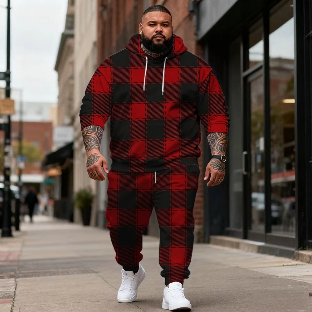 

S-9xl plus size Men's 2-Piece Hoodie Set: Christmas - Soft Fabric, Warm, Festive Prints, Comfortable for Big & Tall Guys