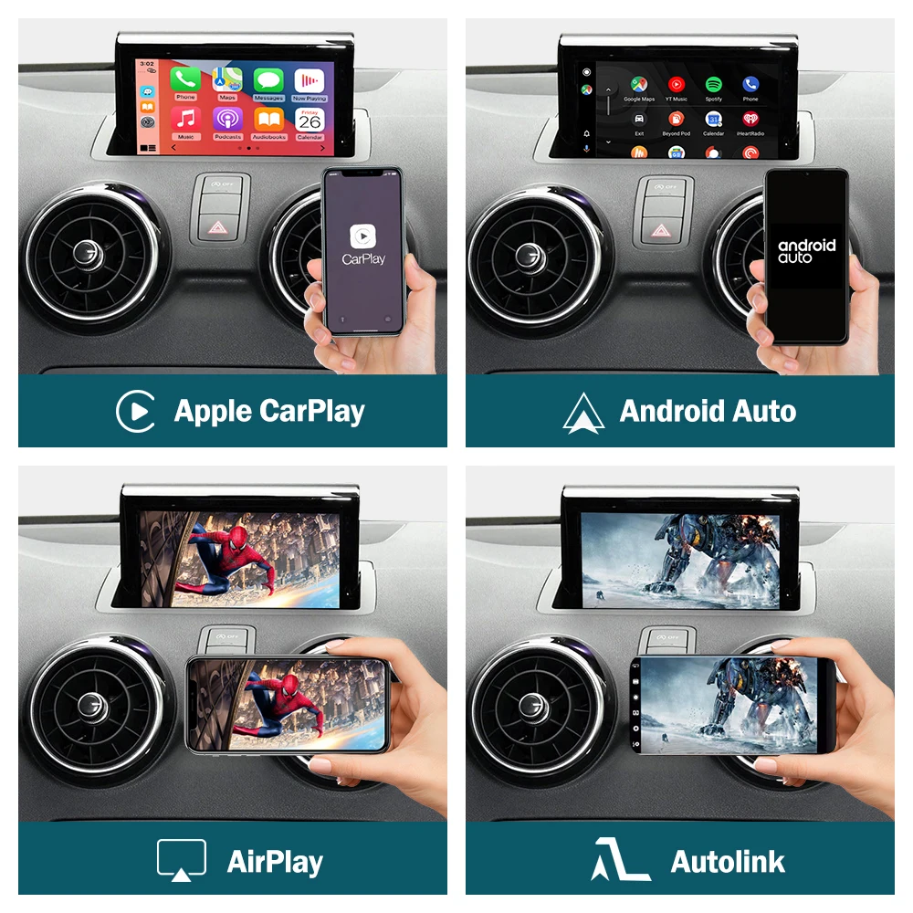 مشغل سيارة لاسلكي أندرويد واجهة آلية ، وصلة مرآة وظائف تشغيل السيارة ، أودي A1-من ، Q3-من الخارج ، RMC #3