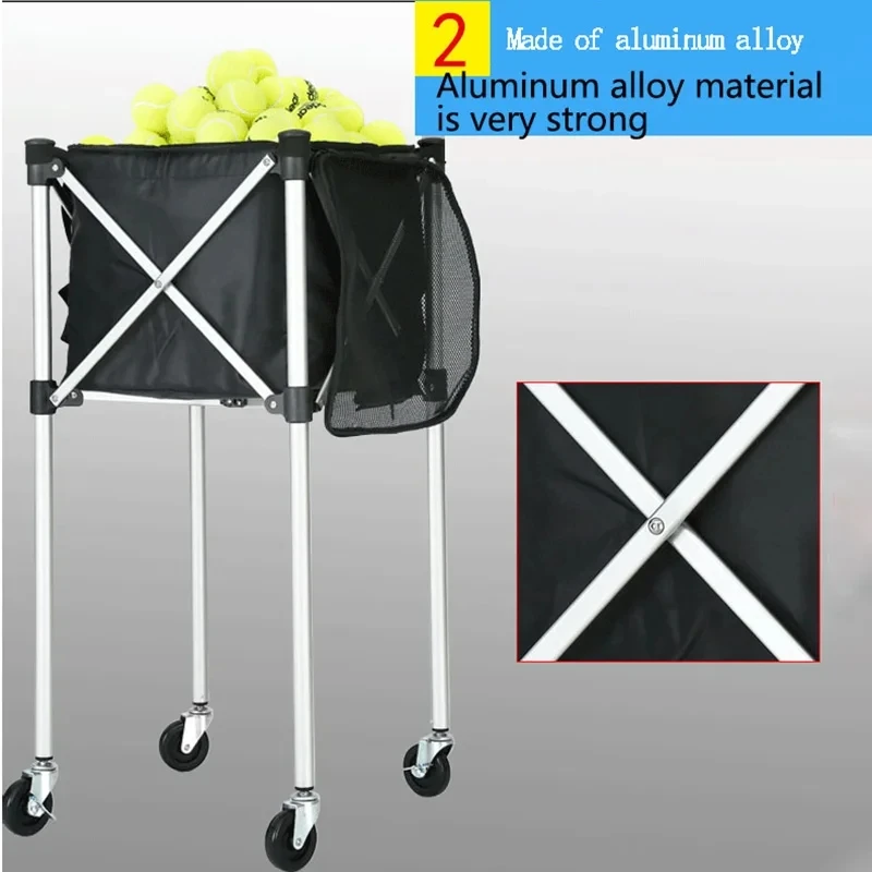 Pro Tennis Ball Cart Basket Hold Up 160 Tennis Balls Premium Practice Pickleball Baseball Hopper with Wheels Sport Teaching Cart