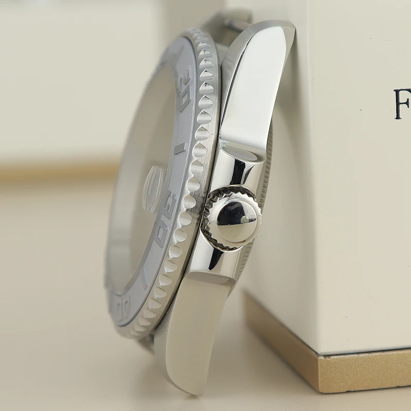 مقاوم للماء 40 مللي متر حافظة NH35 ساعة ملحق الياقوت الزجاج ل Seiko NH35 NH36/34 8215 2824 حركة الفضة YACHT الحافة 120 نقرة