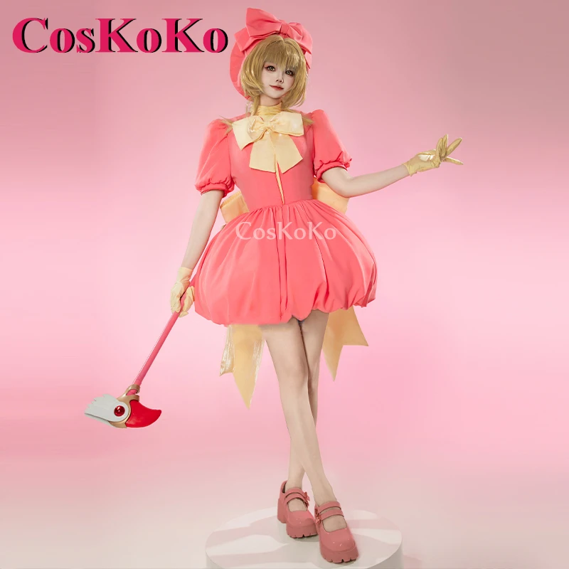 CosKoKo Kinomoto Sakura Cosplay Anime Cardcaptor Sakura Costume Magic Card Sweet Bud Skirt Halloween Party Role Play Clothing