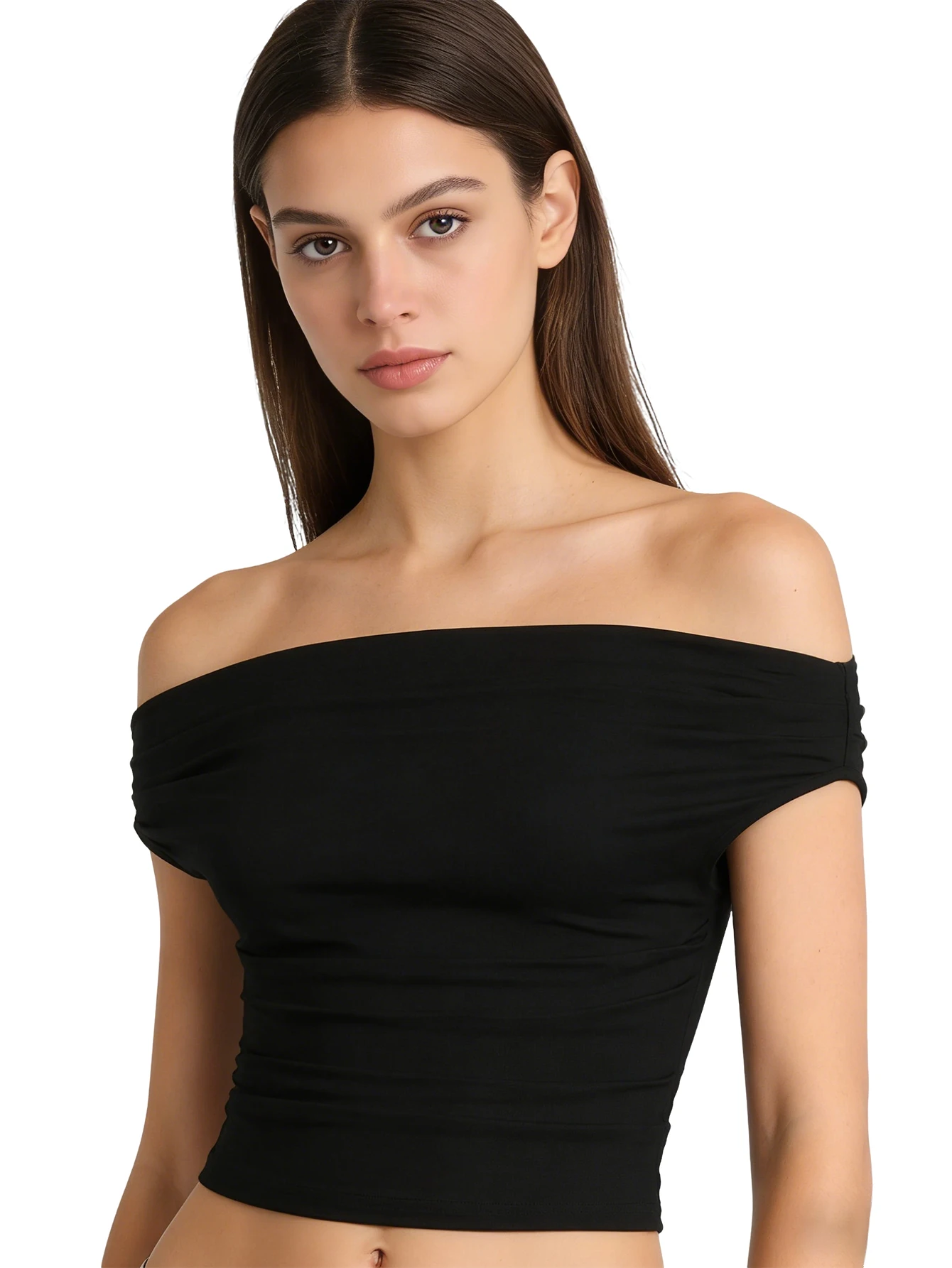Lady's off-shoulder top, night club outfit for a date, Y2K summer cute and sexy shirt, 2026 new style