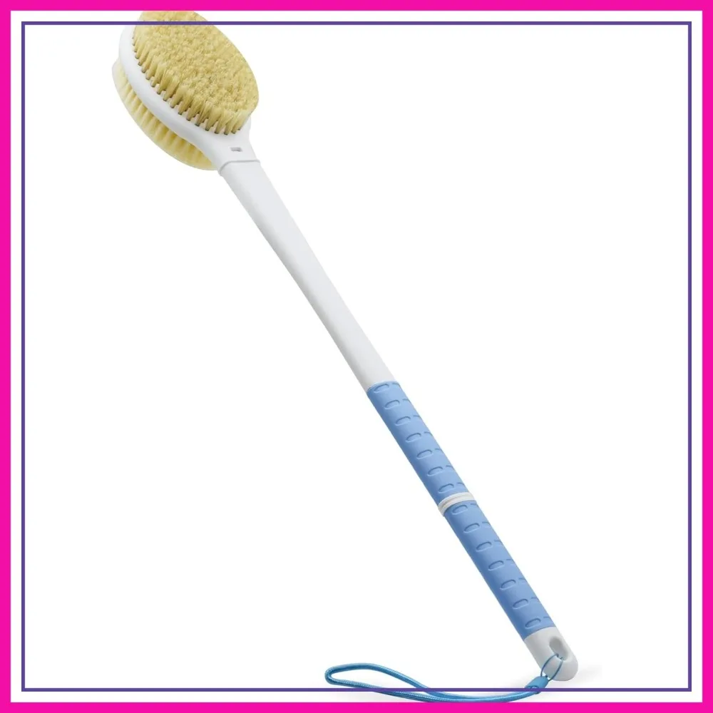 

Extra Long Handle Shower Brush, Dual-Sided with Soft & Stiff Bristles, 20.5 Inch Back Scrubber for Wet or Dry Brushing