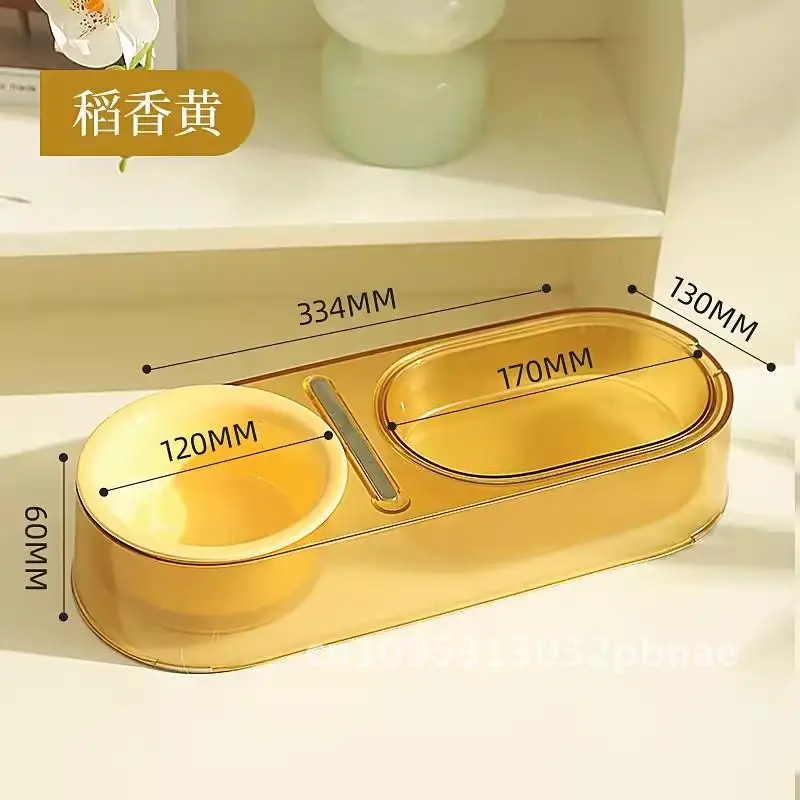 

Cat Bowl Ceramic Double Bowl Food Basin Water Bowl Dog Rice Basin Anti-knock Cat Food Bowl Neck Protection Pet Supplies