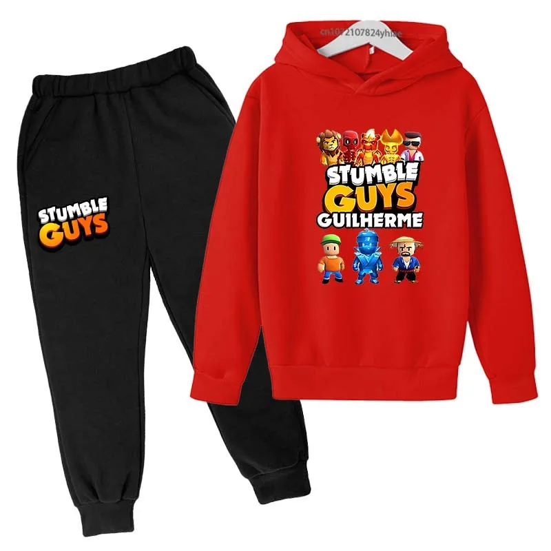 Kids Funny Game Spring Autumn 2pcs Hoodies+Pants Tracksuits 3-13 Years Boys Girls Anime Print Outfits Sets Children Clothes Suit