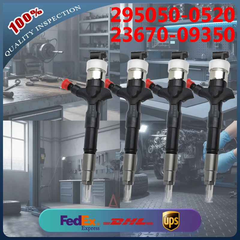

4PCS 295050-0520 23670-09350 23670-30400 23670-0L090 Fuel Injector for Toyota Hilux Land Cruiser 1KD-FTV 2KD Engine