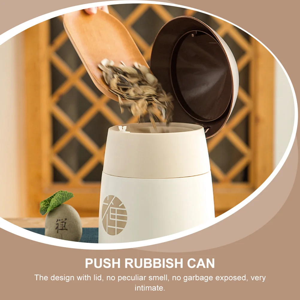 

1 pc Push Trash Can Assorted Color Abs Material Sturdy Large Opening Easy to Throw Home Kitchen Bedroom Bathroom Waste Bin