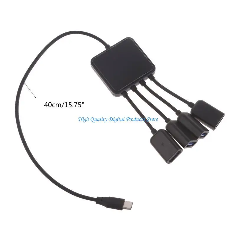 U2JE 4 1 tipo C Hub masculino para fêmea Adaptador USB 2.0 Splitter Tipo C para PC