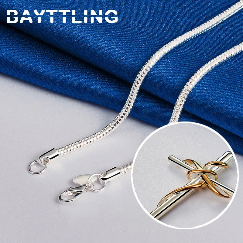 925 Sterling Silver 16-30 Inches Simple Cross Necklace For Women Men Fashion Wedding Gift Jewelry