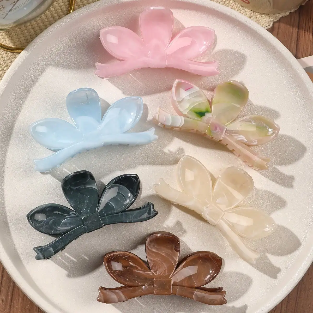 6 Stück Macaron-Haarspangen, Blumen-Bananen-Haarspangen für feines Haar, starker Halt für dickes Haar, 6 Farben, modisches Haaraccessoire – Detail 2