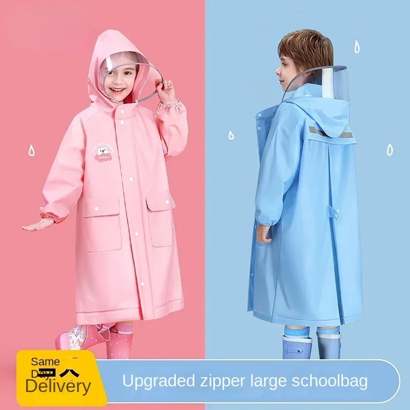 EVA Children'S Raincoat Non Disposable With Schoolbag Position Boys And Girls Cartoon Baby MN3