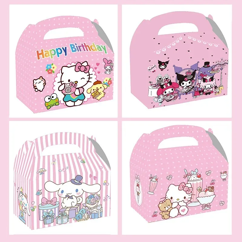 12pcs Hello Kitty Candy Box Party Decorations Supplies Paper Gift Box Kids Gifts Girls Baby Shower pink Birthday Child Gift diy