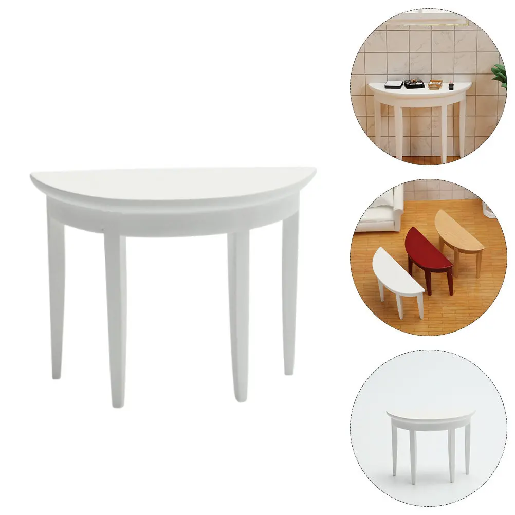 

Премиум-мебель из дерева: миниатюрный полукруглый стол 1:12 для миниатюрного домика, безопасный, без запаха, для декора детской комнаты