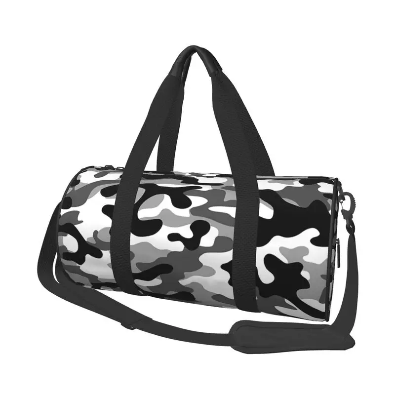 

Black White Grey Camo Travel Duffel Bag Portable Waterproof Carry on Luggage Bag Unisex Lightweight Foldable Sport Gym Yoga Bags